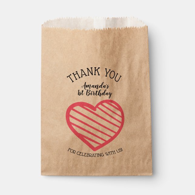 Sachets En Papier Merci Cardiaque rose (Devant)