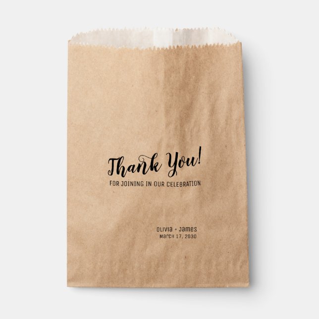 Sachets En Papier Merci Chic Simple et Moderne, Script Mariage Treat (Devant)