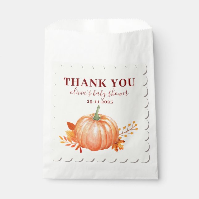 Sachets En Papier Merci Citrouille Automne Rustique Charme Baby show (Devant)
