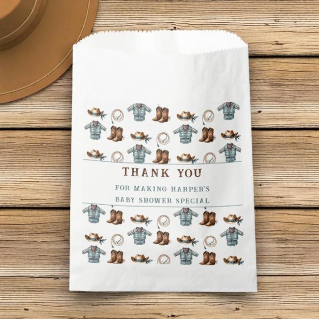 Sachets En Papier Merci Cowboy Motif Baby shower garçon (Créateur téléchargé)