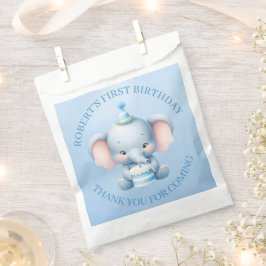 Sachets En Papier Merci d'anniversaire de l'éléphant bleu de charme