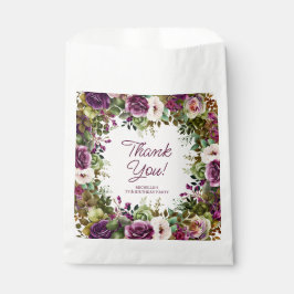 Sachets En Papier Merci d'anniversaire floral pourpre