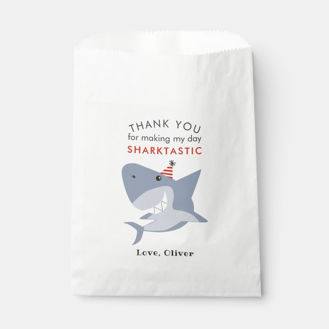 Sachets En Papier Merci d'anniversaire Sharktastic (Devant)