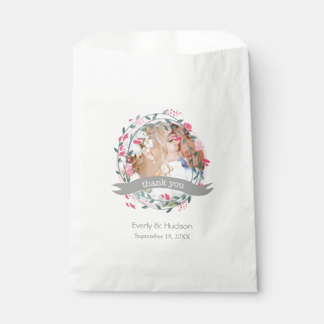 Sachets En Papier Merci d'art populaire rose Peony rustique (Devant)