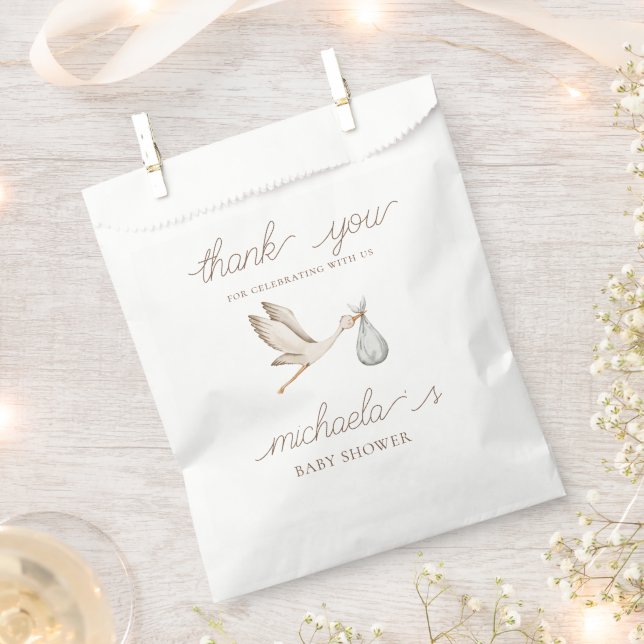 Sachets En Papier Merci de Baby shower Boho Watercolor Stork (Coupé)