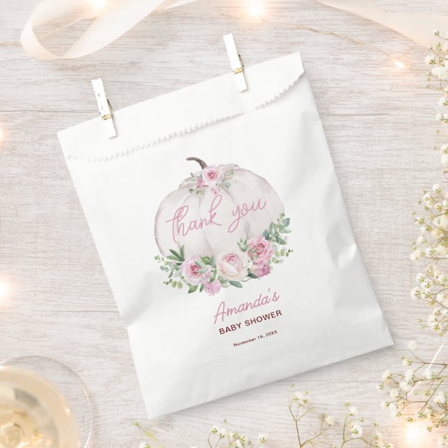 Sachets En Papier Merci de Baby shower Citrouille rose pâle (Coupé)
