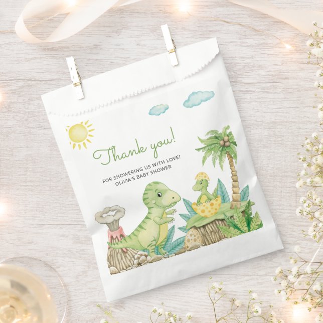 Sachets En Papier Merci de Baby shower Cute Dinosaur (Coupé)