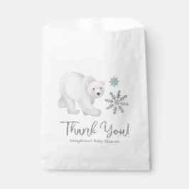 Sachets En Papier Merci de Baby shower d'ours polaire Silver Snowfla