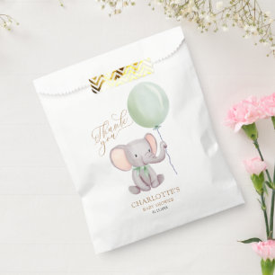 Sachets En Papier Merci de Baby shower éléphant à ballon vert