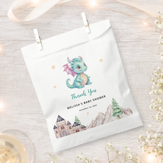 Sachets En Papier Merci de Baby shower Little Dragon (Coupé)