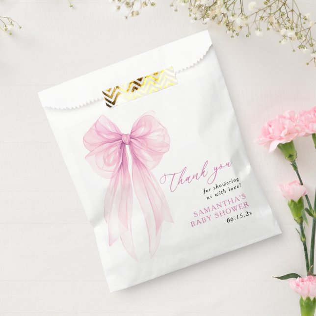 Sachets En Papier Merci de Baby shower rose moderne (Scellé)