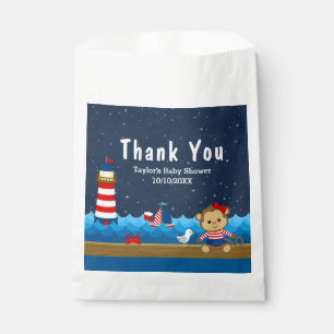 Sachets En Papier Merci de Baby shower rouge singe Nautique