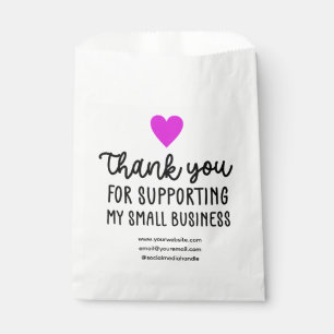 Sachets En Papier Merci de coeur pourpre pour soutenir les petites e