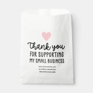 Sachets En Papier Merci de coeur rose en faveur des petites entrepri