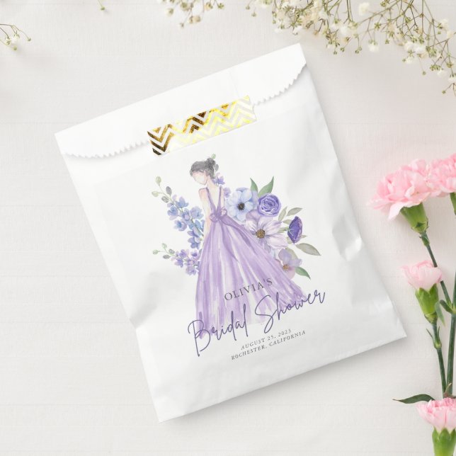 Sachets En Papier Merci de Fête des mariées à fleurs violettes (Scellé)