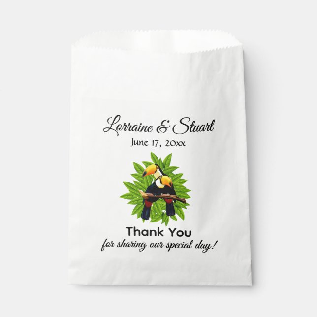 Sachets En Papier Merci de Mariage des Toucans Exotiques (Devant)