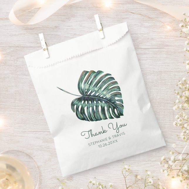 Sachets En Papier Merci de palme tropicale Monstera Mariage (Coupé)
