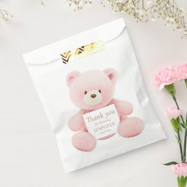 Sachets En Papier Merci d'ours en peluche rose (Scellé)