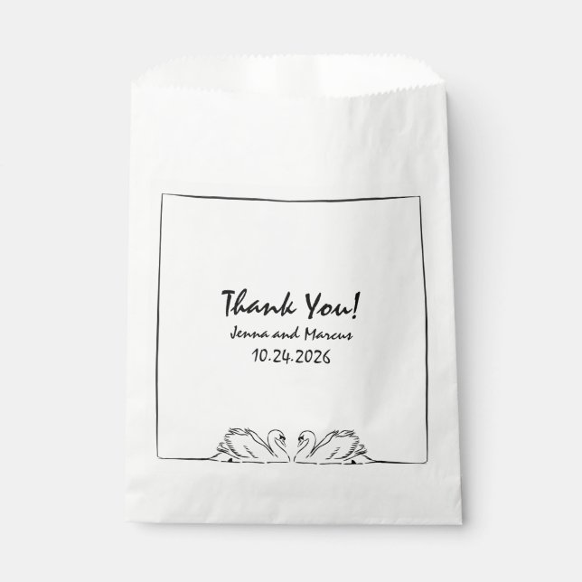 Sachets En Papier Merci Fête des mariées de  de Swan manuscrit intem (Devant)