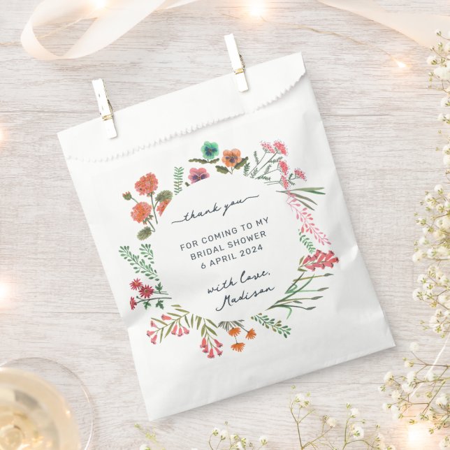 Sachets En Papier Merci Fête des mariées fleur sauvage (Coupé)