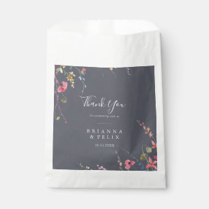 Sachets En Papier Merci floral bleu classique Mariage