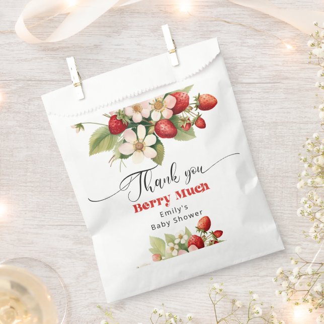 Sachets En Papier Merci fraise baby shower (Coupé)