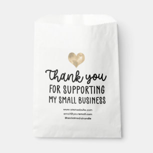 Sachets En Papier Merci Gold Heart en faveur des petites entreprises
