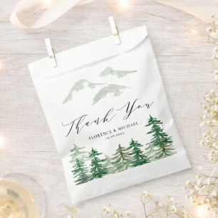 Sachets En Papier Merci Mariage de bois de la forêt d'aquarelles