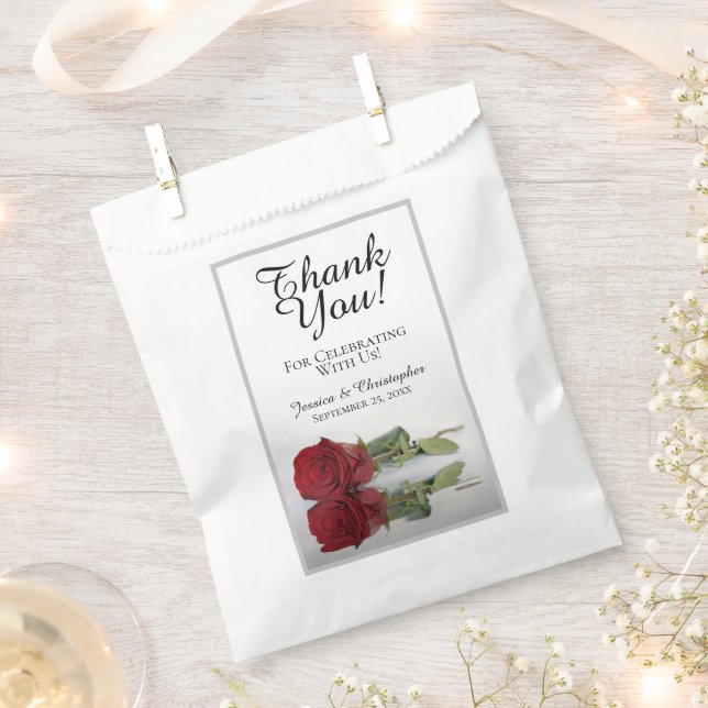 Sachets En Papier Merci Mariage romantique de Rose rouge (Coupé)