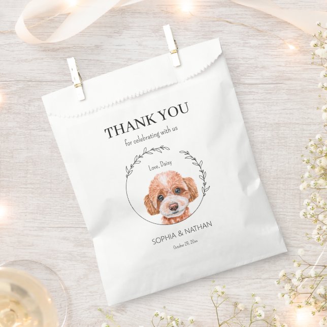 Sachets En Papier Merci Mariage simple de chien de caniche (Coupé)