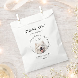 Sachets En Papier Merci Mariage simple Samoyé de chien