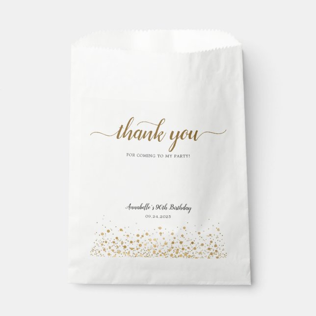 Sachets En Papier Merci Moderne pour être venu Confettis Dorés Anniv (Devant)