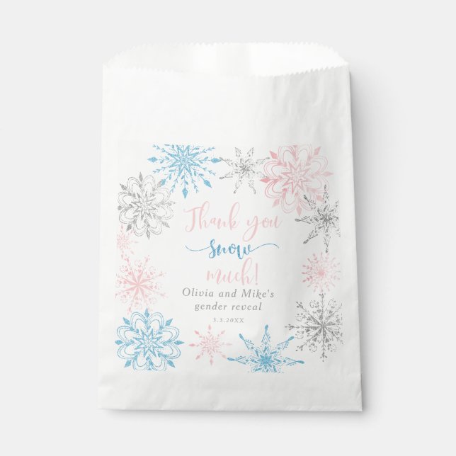 Sachets En Papier Merci neige beaucoup de genre révèlent (Devant)