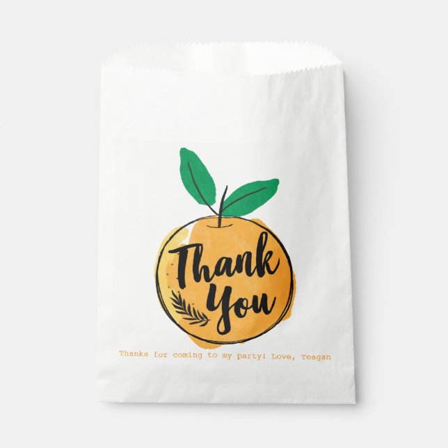 Sachets En Papier Merci orange personnalisé (Devant)