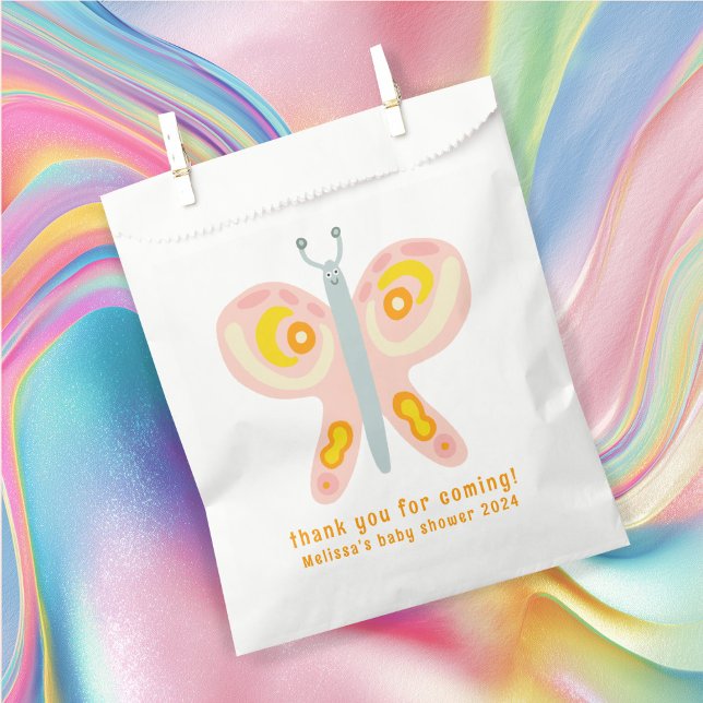 Sachets En Papier Merci papillon mou Baby shower PERSONNALISÉ (Cute Butterfly Thank You CUSTOM Baby Shower Favor Bag
)