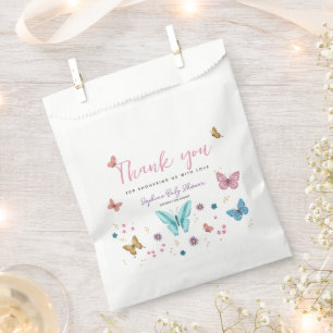 Sachets En Papier Merci rose mignon papillon filles Baby shower
