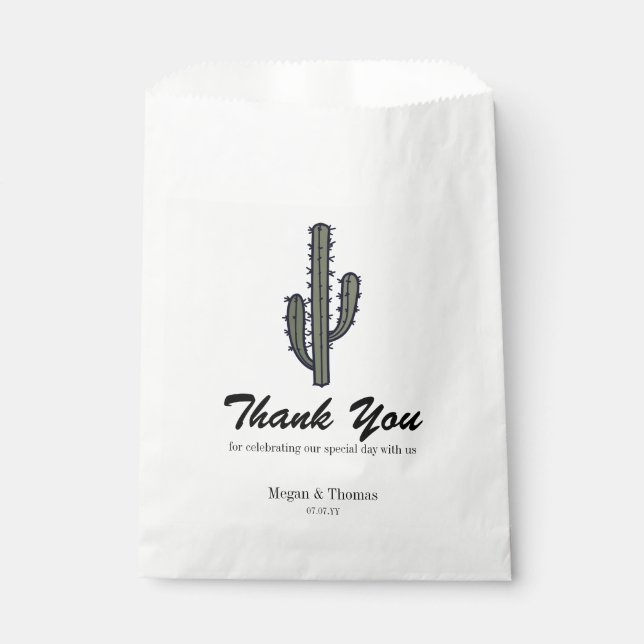 Sachets En Papier Merci rustique Cactus Mariage Treat (Devant)