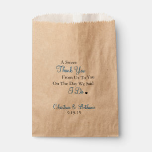 Sachets En Papier Merci sucré Mariage bleu royal personnalisé