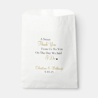 Sachets En Papier Merci sucré Mariage noir et or personnalisé
