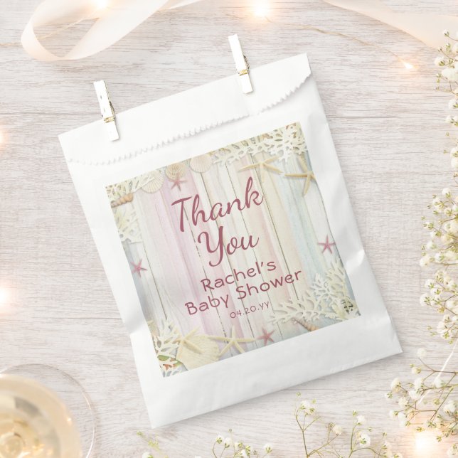 Sachets En Papier Merci Tropical Beach Seashell Baby shower (Coupé)