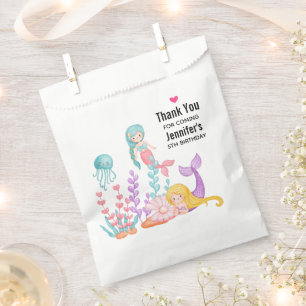 Sachets En Papier Mermaids et méduses sous l'aquarelle marine