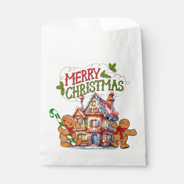 Sachets En Papier Merry Christmas Gingerbread House (Devant)