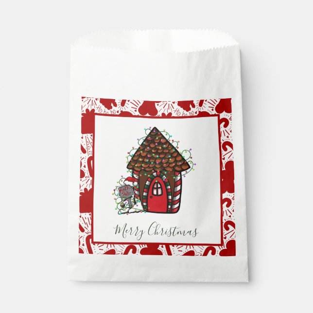 Sachets En Papier Merry Christmas gingerbread House Favor Bag (Devant)