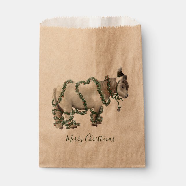 Sachets En Papier Merry Christmas Shetland Pony Favor Bag (Devant)