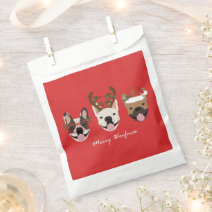 Sachets En Papier Merry Woofmas Têtes de Noël