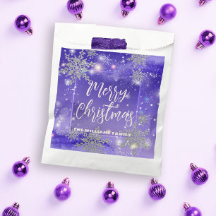 Sachets En Papier Merveilleux Noël hivernal violet étincelant