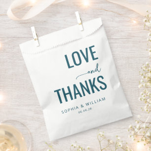 Sachets En Papier Message d'amour sarcelle reconnaissant