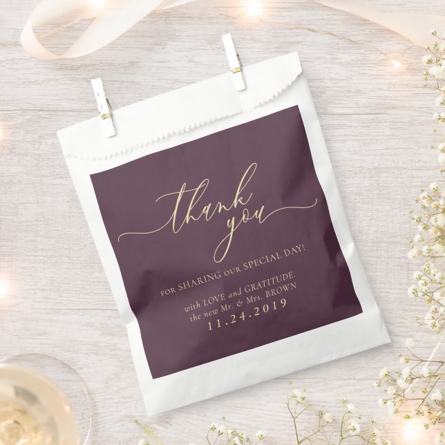 Sachets En Papier Midnight Fig & Champagne Formal Minimalist Wedding (Coupé)