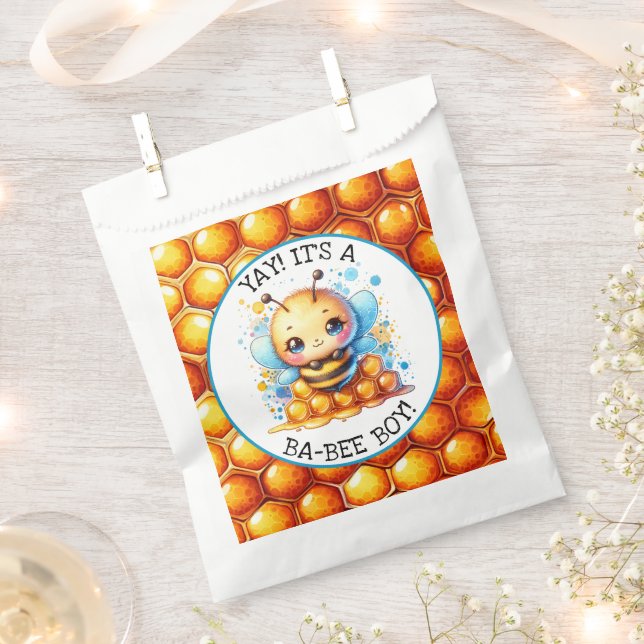 Sachets En Papier Miel abeille thème Baby shower garçon (Coupé)