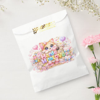 Sachets En Papier Mignon Kawaii Fabriqué Avec Amour Chat Nom Pastel